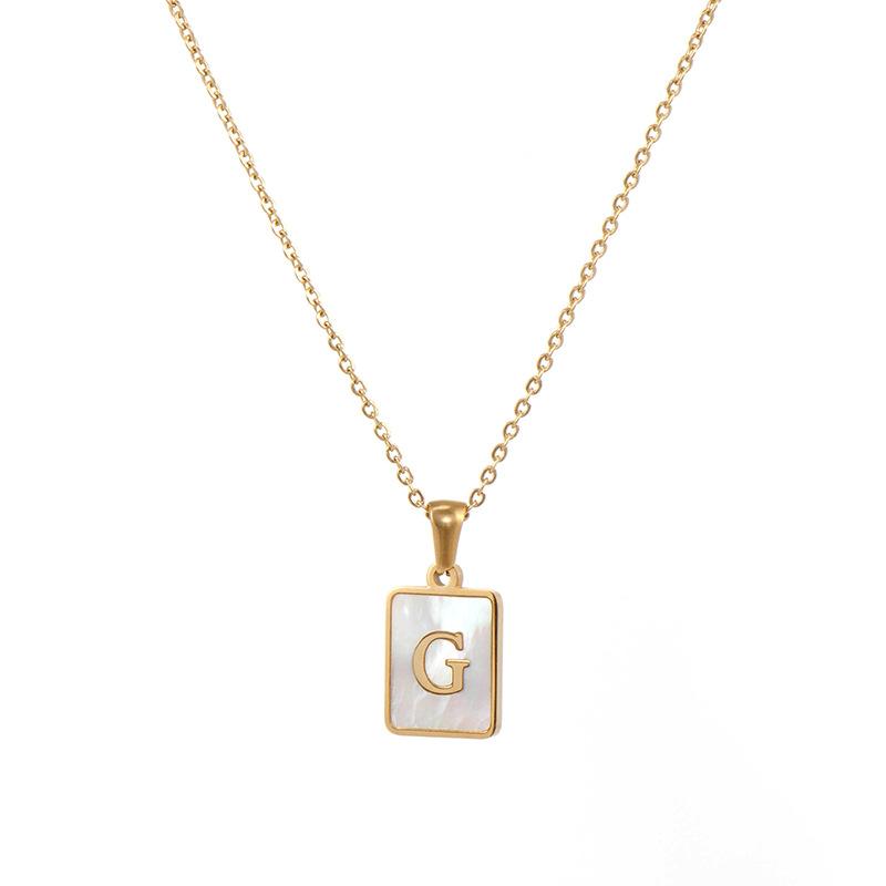 Mother of Pearl Square Initial Pendant Necklace