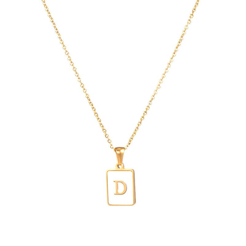 Mother of Pearl Square Initial Pendant Necklace
