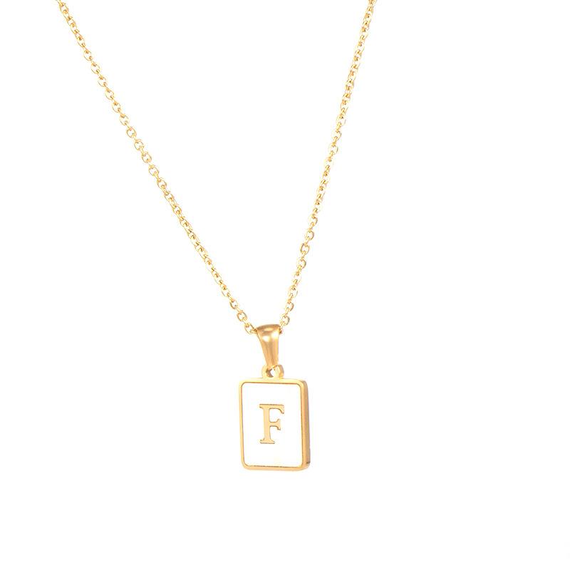Mother of Pearl Square Initial Pendant Necklace
