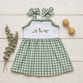 🦆 Girl's Embroidered Mallard Duck Gingham Ruffle A-Line Dress