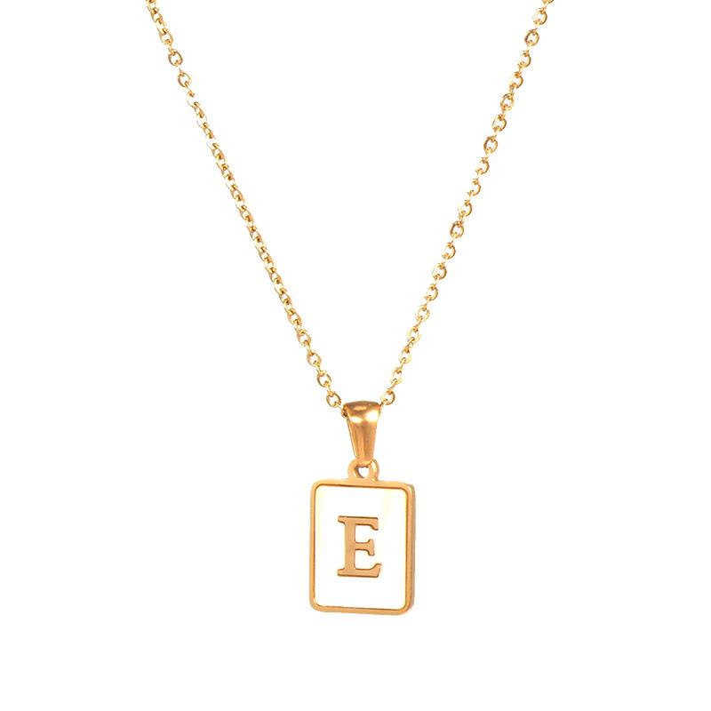 Mother of Pearl Square Initial Pendant Necklace