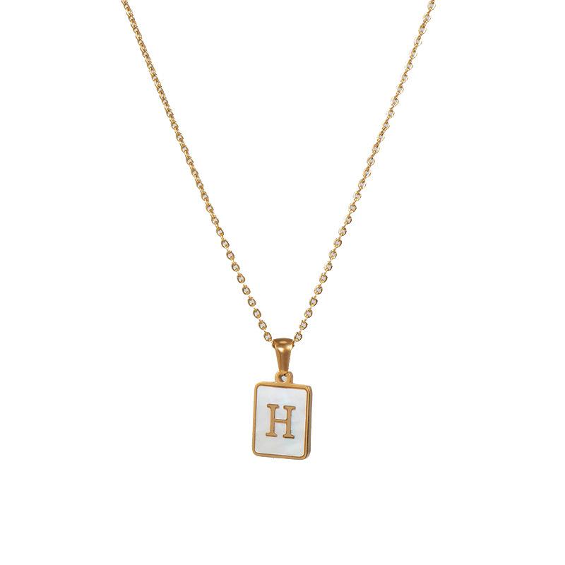 Mother of Pearl Square Initial Pendant Necklace