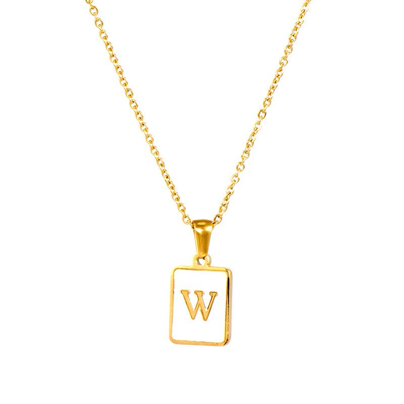 Mother of Pearl Square Initial Pendant Necklace