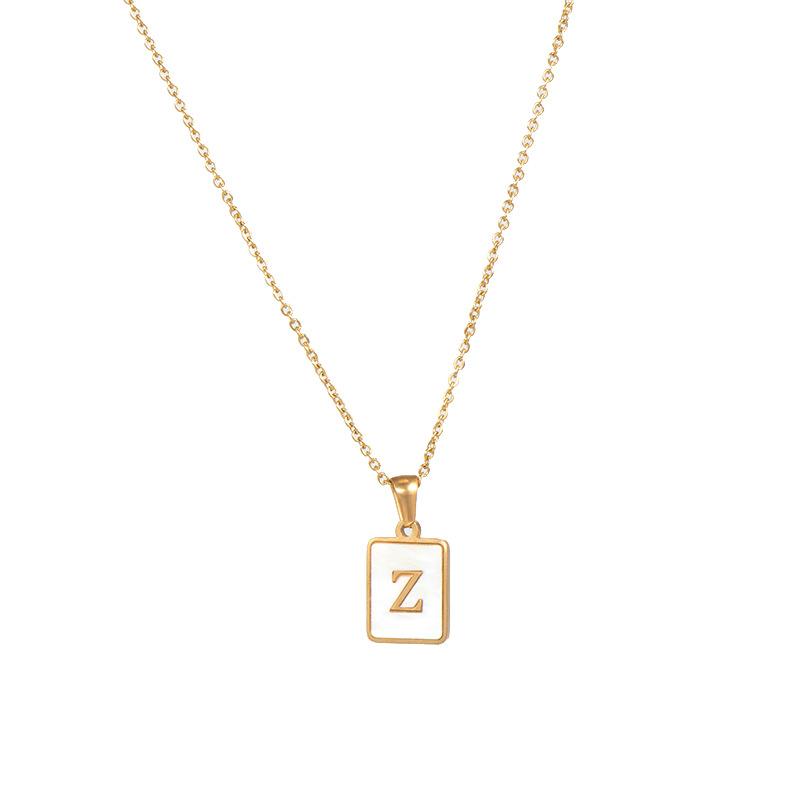 Mother of Pearl Square Initial Pendant Necklace