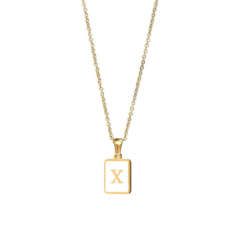 Mother of Pearl Square Initial Pendant Necklace