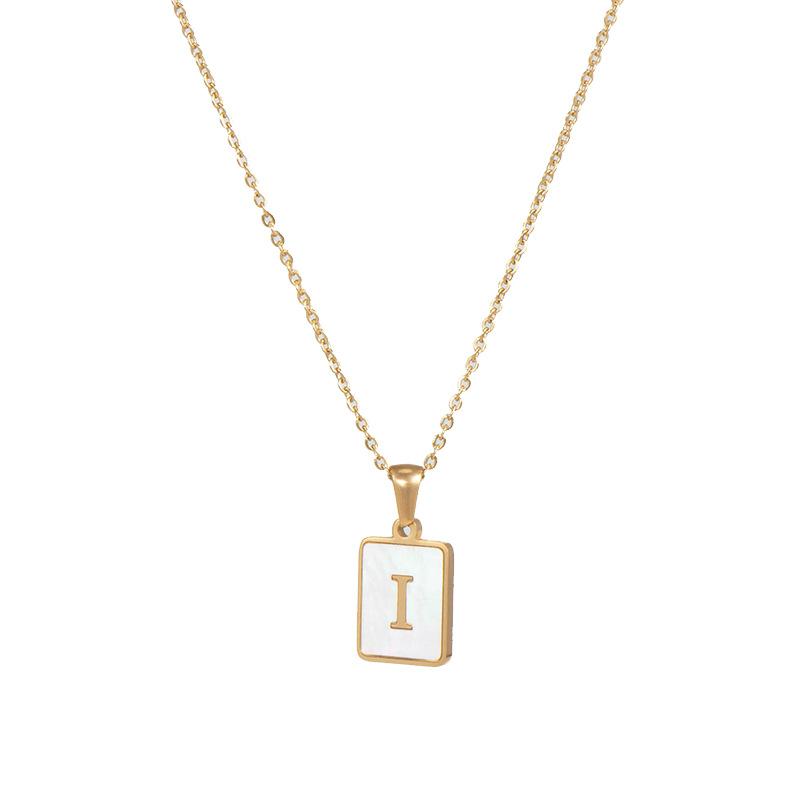 Mother of Pearl Square Initial Pendant Necklace
