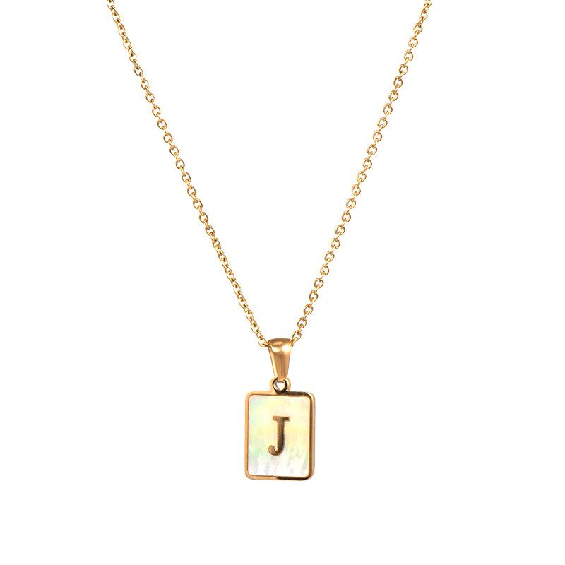 Mother of Pearl Square Initial Pendant Necklace
